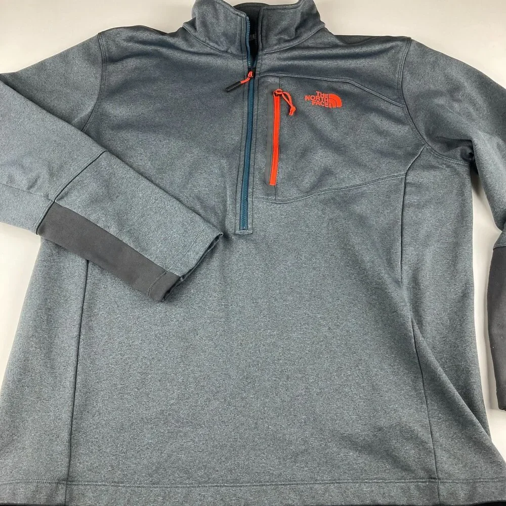 The North Face Canyonlands 1/2 Zip Pullover Mens XL Gray Orange Fleece CUG0
